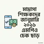মাদ্রাসা শিক্ষকদের জানুয়ারি ২০২৬ এমপিও চেক ছাড়: বেতন উত্তোলনের তারিখ ও গুরুত্বপূর্ণ তথ্য